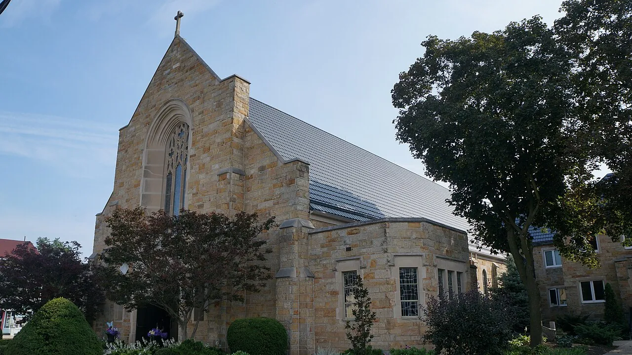 Historic stone church in Brantford, Ontario, an example of the city's heritage architecture