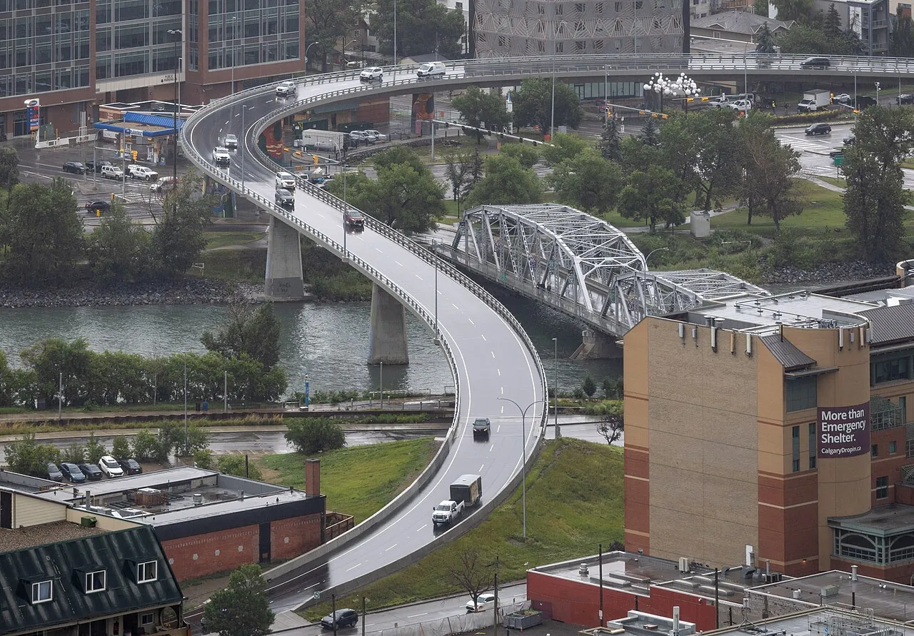 4th Ave and Reconciliation Bridge from Calgary Tower, Calgary, Alberta, 2025-07-14 in Calgary, Alberta
