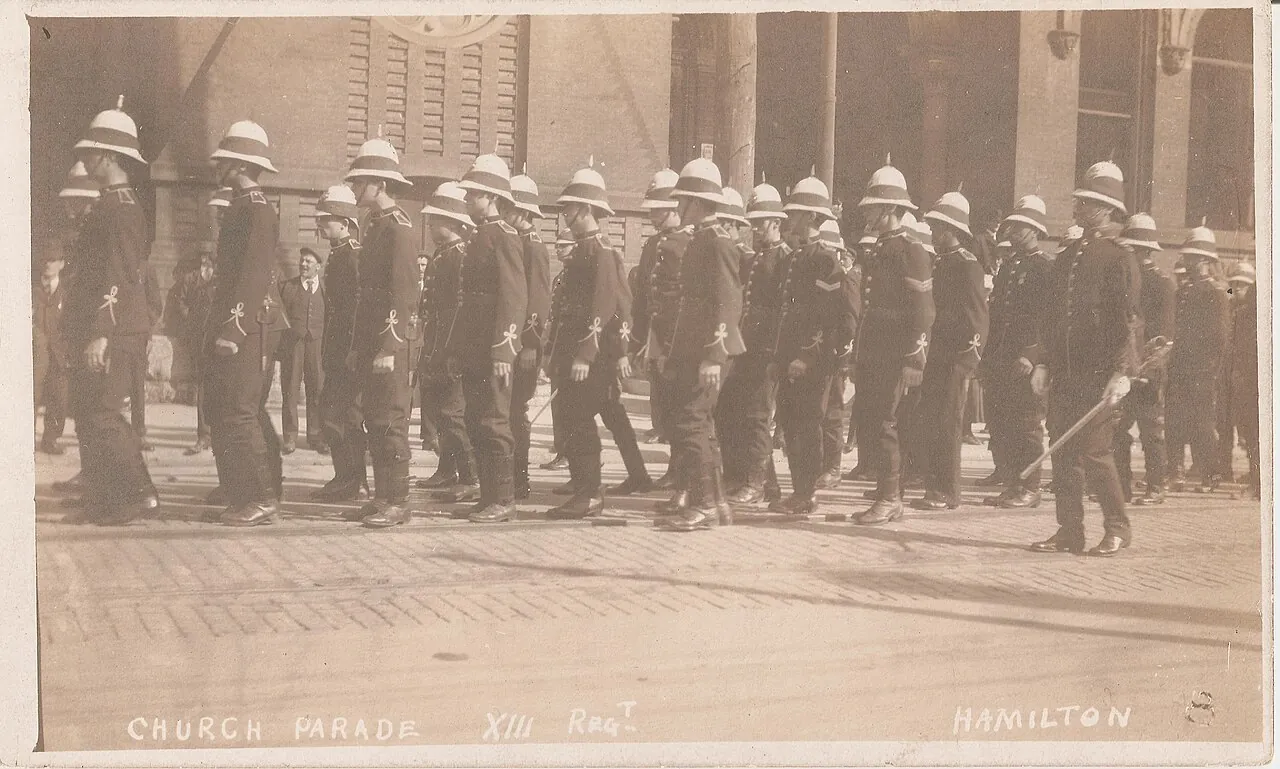 13th Royal Regiment, Canadian Militia, church parade in Hamilton, Ontario, 1915 in Hamilton, Ontario