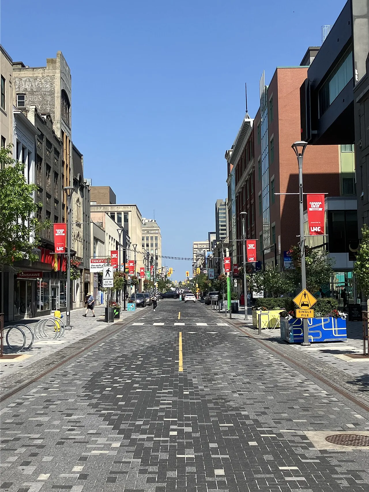 Dundas Street, London, Ontario, facing east, vertical in London, Ontario