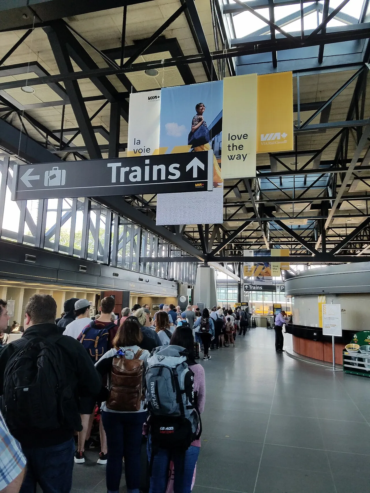 Waiting in line at Ottawa Station in Ottawa, Ontario