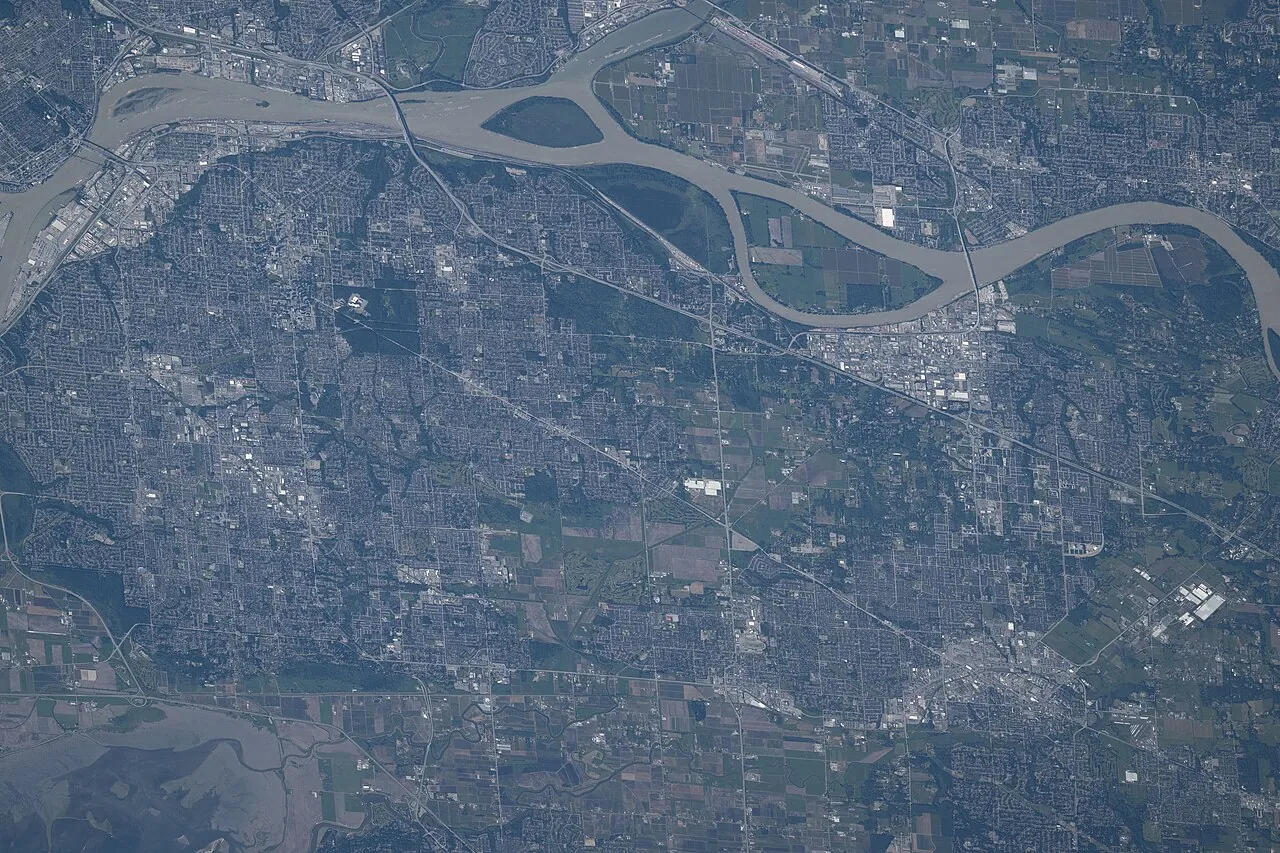 Surrey in British Columbia, Canada, is southeast of Vancouver (iss074e0623393) in Surrey, British Columbia